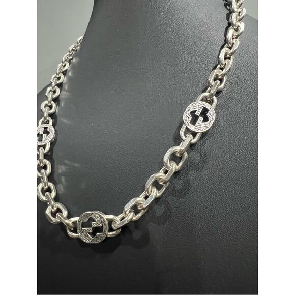 Gucci interlocking g link necklace silver tone - Picture 8 of 10